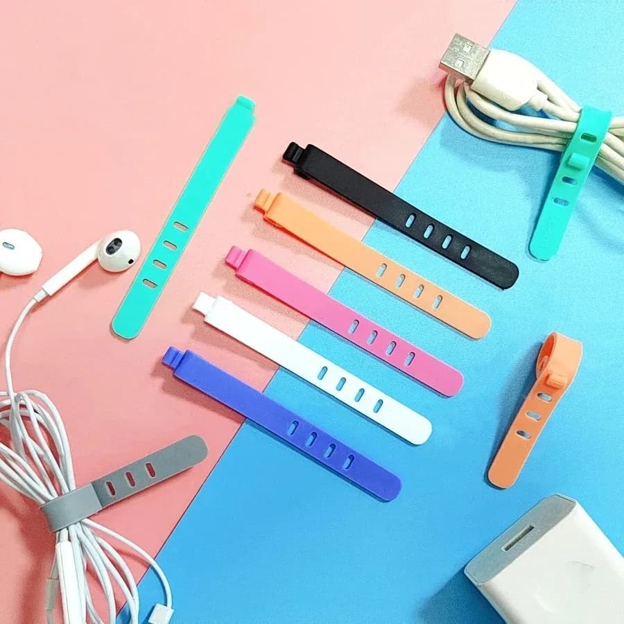20 Pezzi Fascette Fermacavi in Silicone Riutilizzabili per Organizzazione e Gestione Cavi, Clip a Zip, Fascette in Gomma