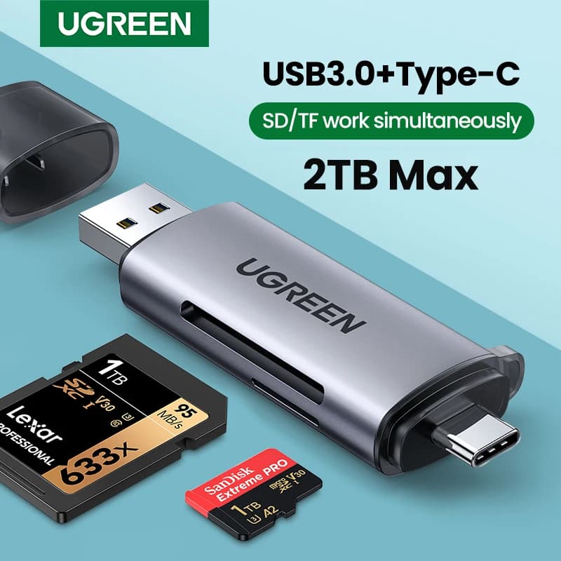 Lettore di schede UGREEN USB 3.0 USB C SD lettore di schede Micro SD per Computer portatile Smart Memory Cardreader adattatore per lettore di schede SD