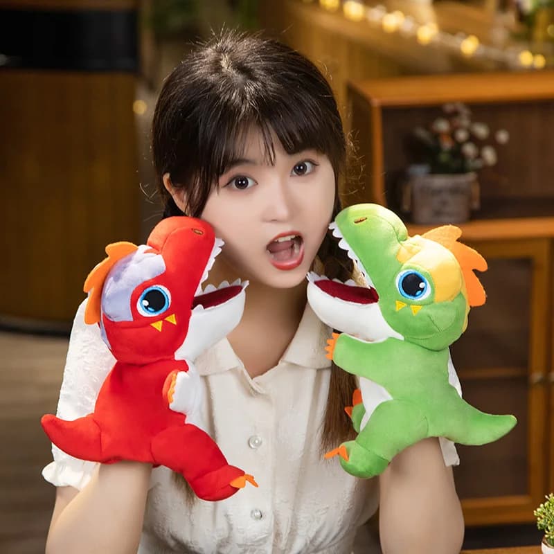 Dinosauro farcito animali di peluche giocattoli mano dito storia burattino bambole Kawaii giocattoli educativi per bambini tirannosauro regalo per bambini