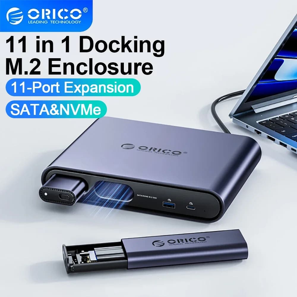 ORICO 11 in 1 USB C Docking Dtation Adattatore HUB USB M.2 NVMe SSD Case 10Gbps 4K60Hz HDMI USB C Docking station con triplo display