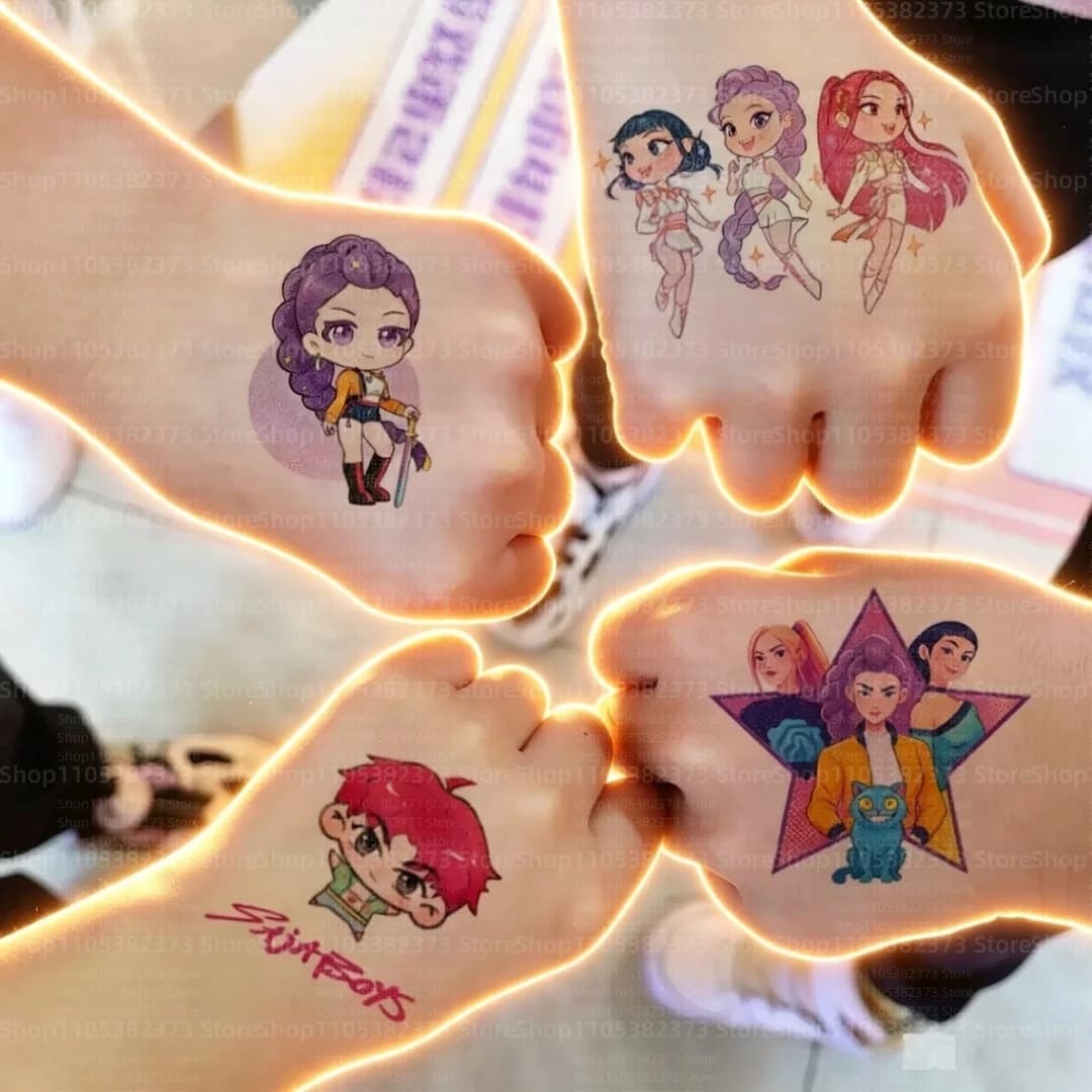 20/60PCS Cartoon Kpop Rumi Kang Temporary Tattoo Sticker Rumi Tattoo Sticker Demonizing For Party Gifts Children Birthday Gifts