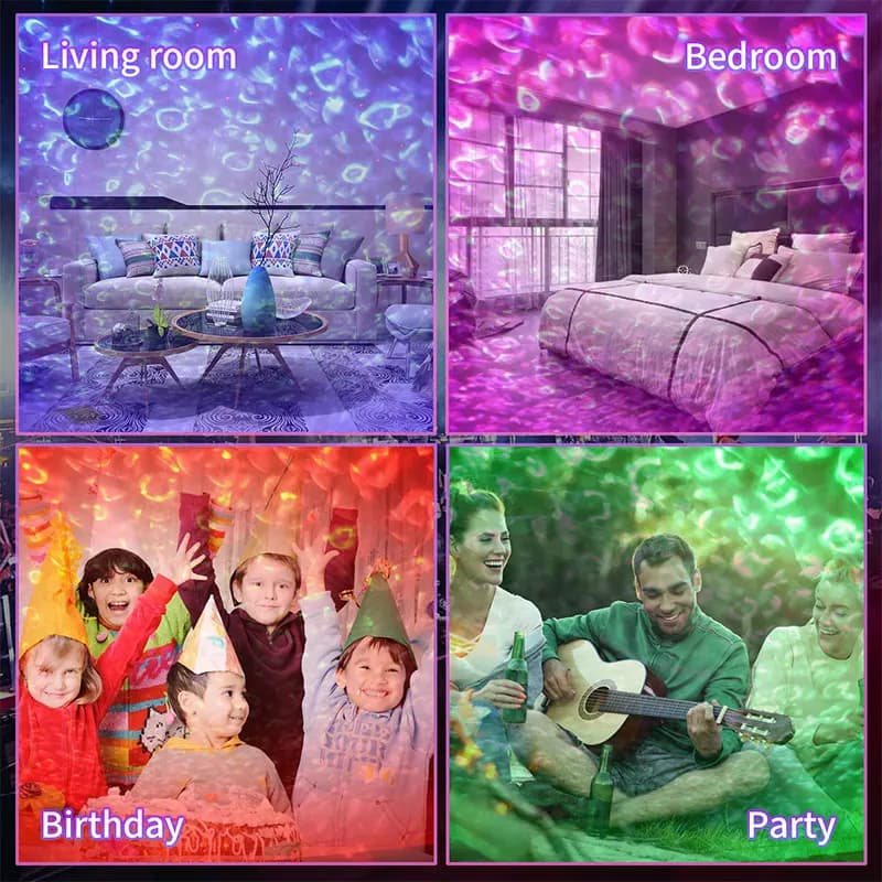 HCWE Proiettore stellare Telecomando Musica che cambia colore per altoparlante Timer Lampada da notte a LED Ocean Wave per neonati/bambini