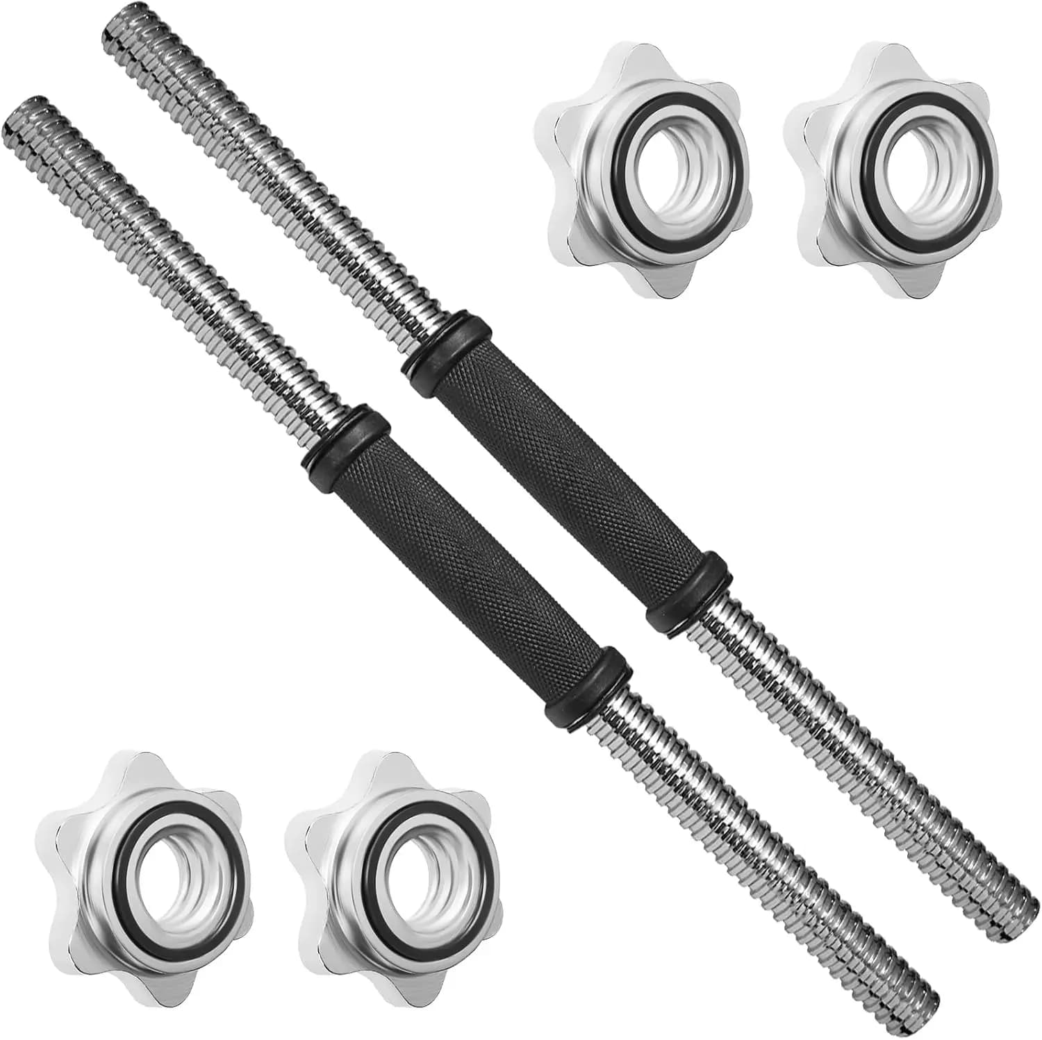 Adjustable Handles for 1 Inch Manubri (Couple), Compatible with Weight Plates, Multiple Length Options 14-24 Inches