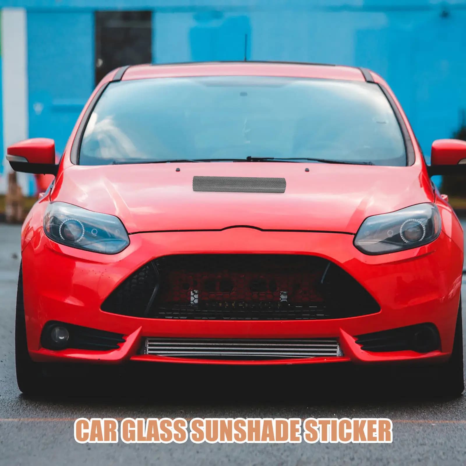 Car Front Windshield Decal Honeycomb Pattern Sunshade Strip Heat Insulation Front Rear Window Visor Sticker Easy Apply Remove Uv