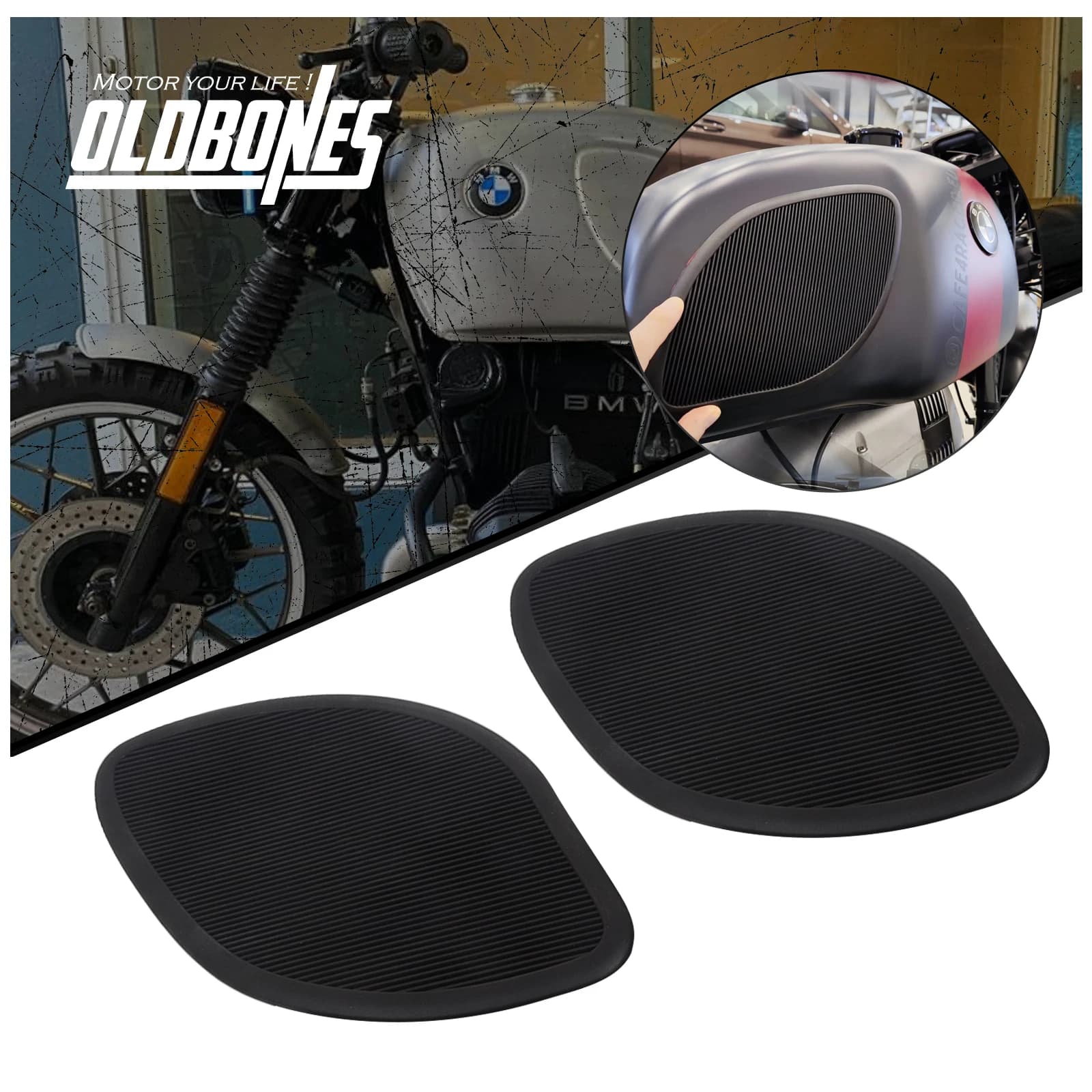 Cafe Racer Series R For BMW R50 R60 R65 R75 R100 Tank knobs 2PCS Moto Tank relief Decalcomania Gas Ginocchio Grip
