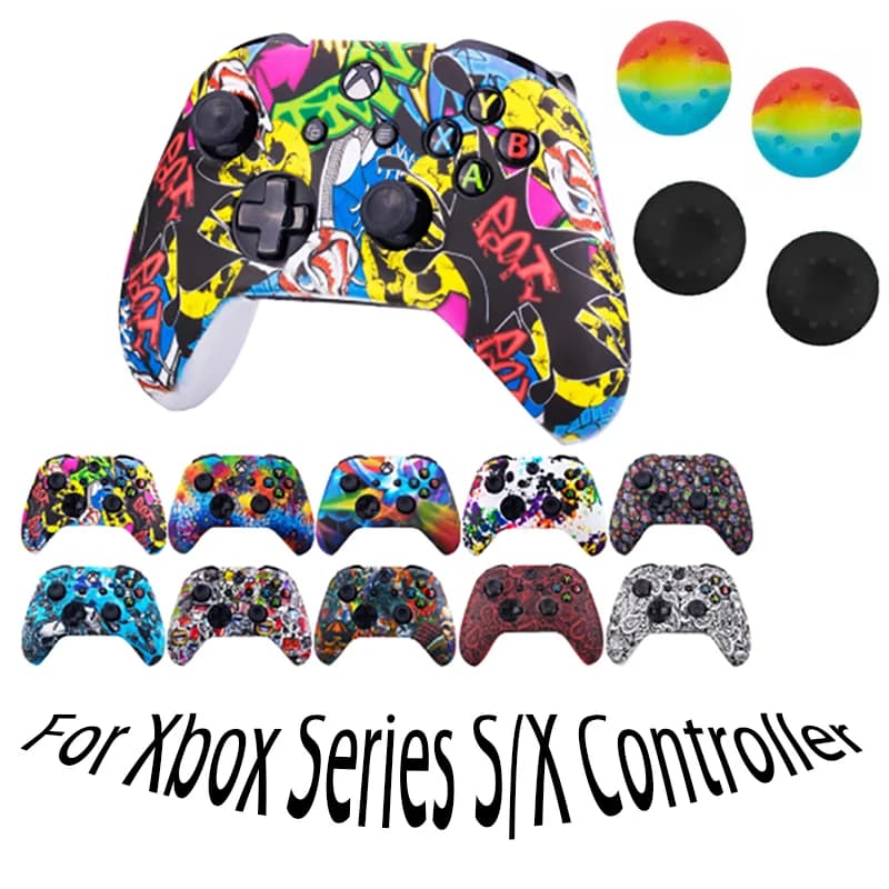 Cover Protettiva in Silicone Morbido Antiscivolo e Antiurto per Controller Xbox Series X/S con Stampa a Trasferimento d'Acqua