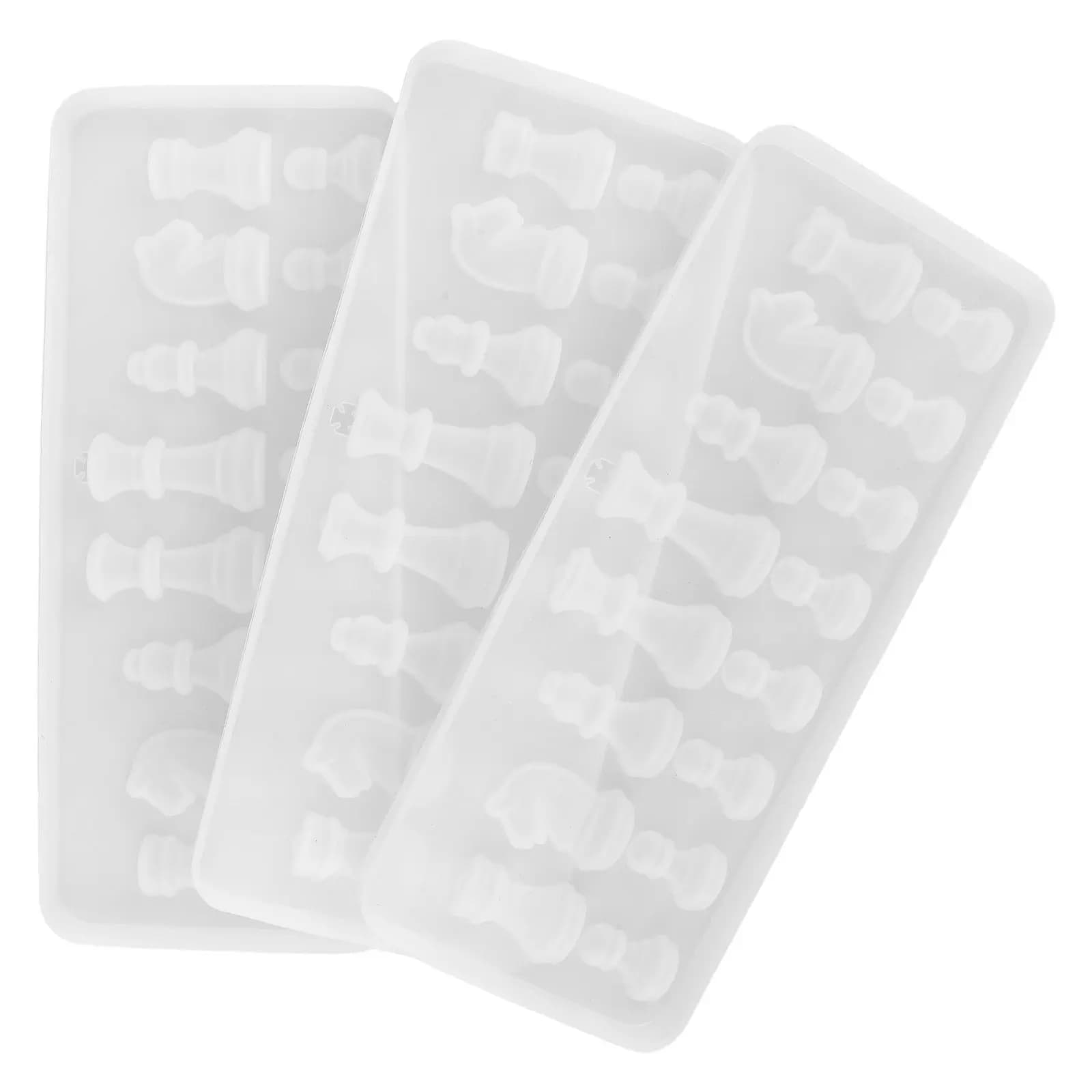 Set di 3 Stampi in Silicone per Scacchi, per Resina Epossidica e Argilla, Pezzi degli Scacchi Internazionali Dettagliati ad Alta Precisione, per Creazione di Gioielli Fai-da-Te