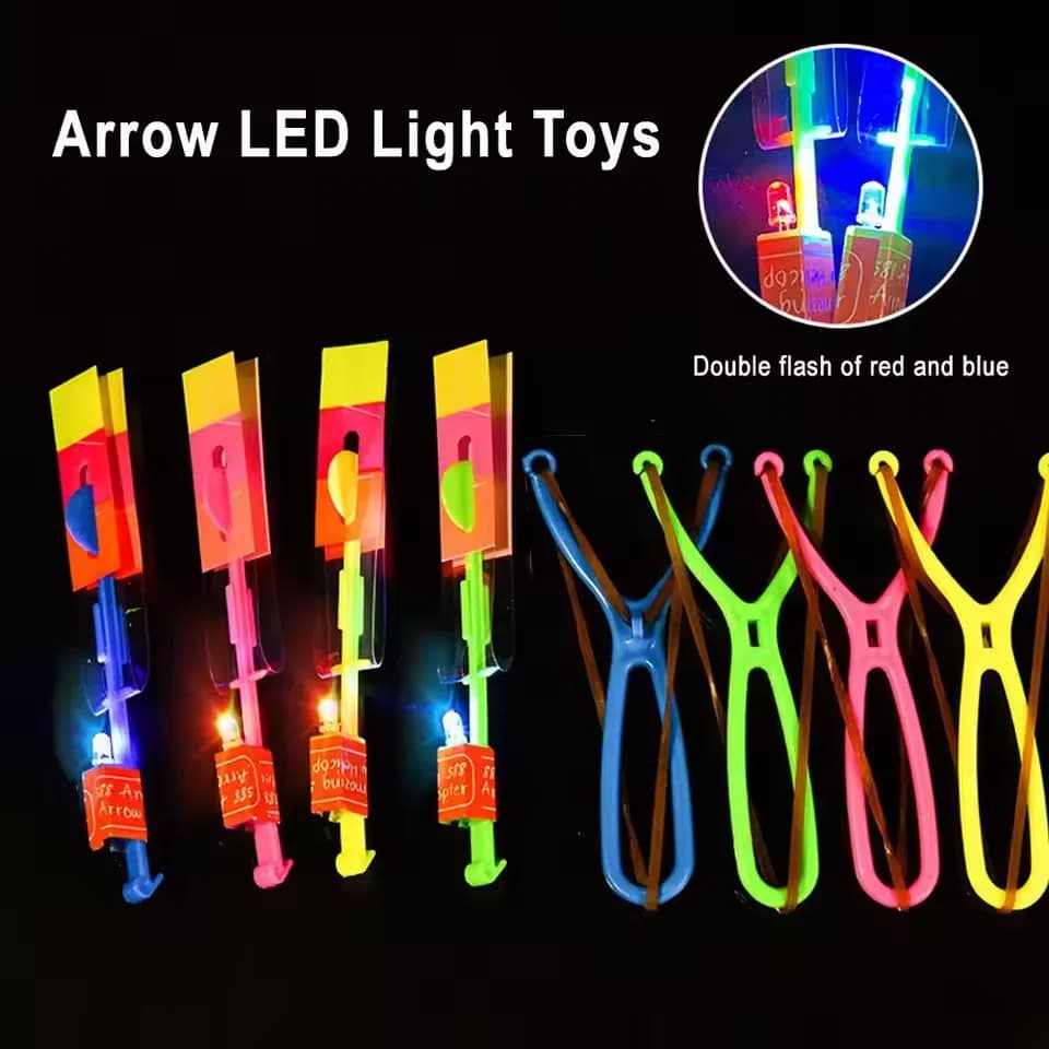 Razzo Fionda Giocattoli Volanti 10 Pz LED Freccia Elicotteri + 10 Pz Lanciatore Razzo Elicottero Giocattoli Luminoso Fionda Giocattolo per I Bambini