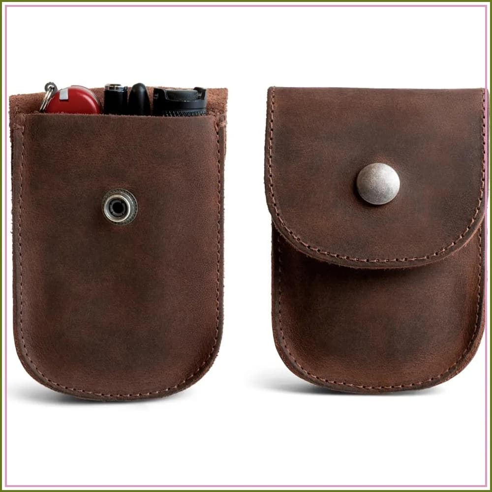 Durable EDC Waist Bag for Coins, Pocket Wallet, Headphones, Personal Items, Attaches to Belt, Full Grain Leather, Handmade