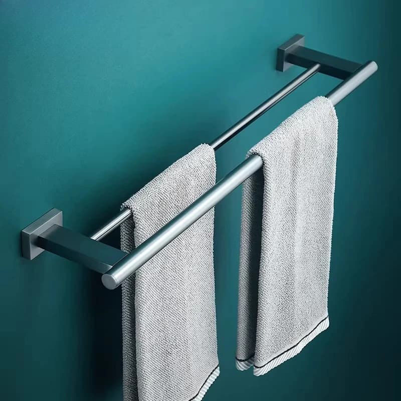 Portasciugamani in Ottone per Bagno, Barra Singola o Doppia, Supporto a Parete per Asciugamani