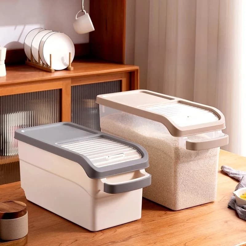 Waterproof Rice Storage Box with Pulling Cover Large Capacity Kitchen Storage Container for Rice And Flour Pest Proof Home Use