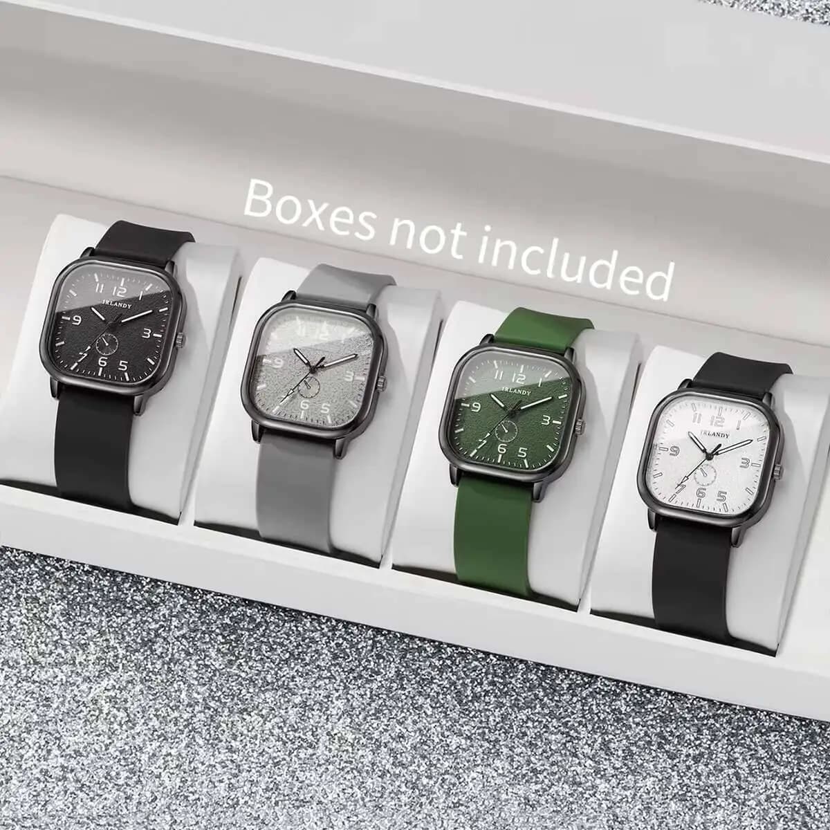 4 pcs Fashionable Square Women's Watch Quartz Wrist Watch Set With Silicone Strap Reloj Mujer Watch Gift (No Box)