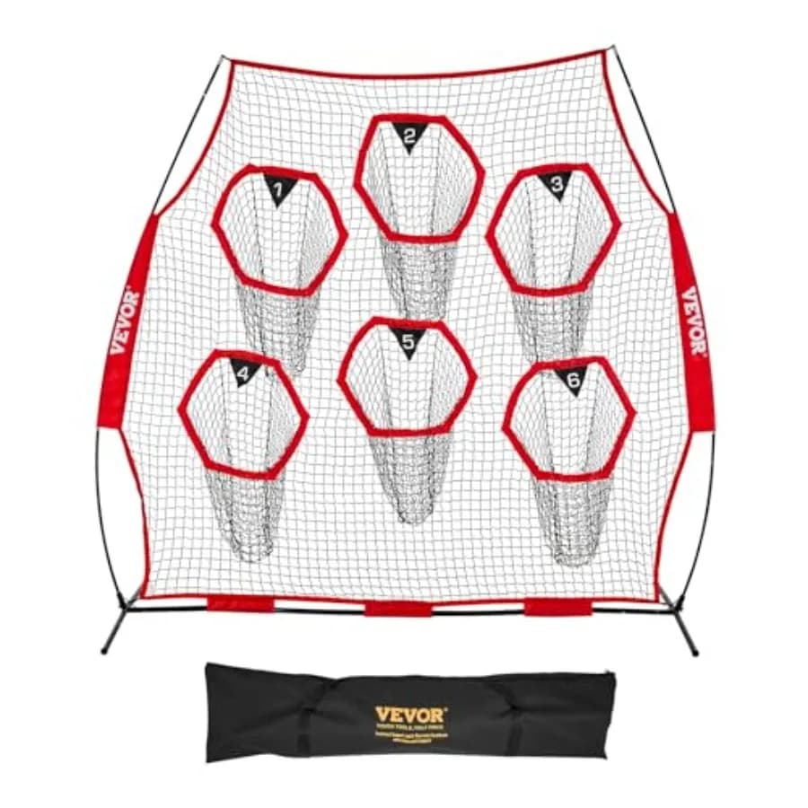 Rete da Lancio per Allenamento Calcio 8x8ft, Rete per Pratica di Tiro con 6 Tasche Bersaglio, Attrezzatura per Allenamento Calcio
