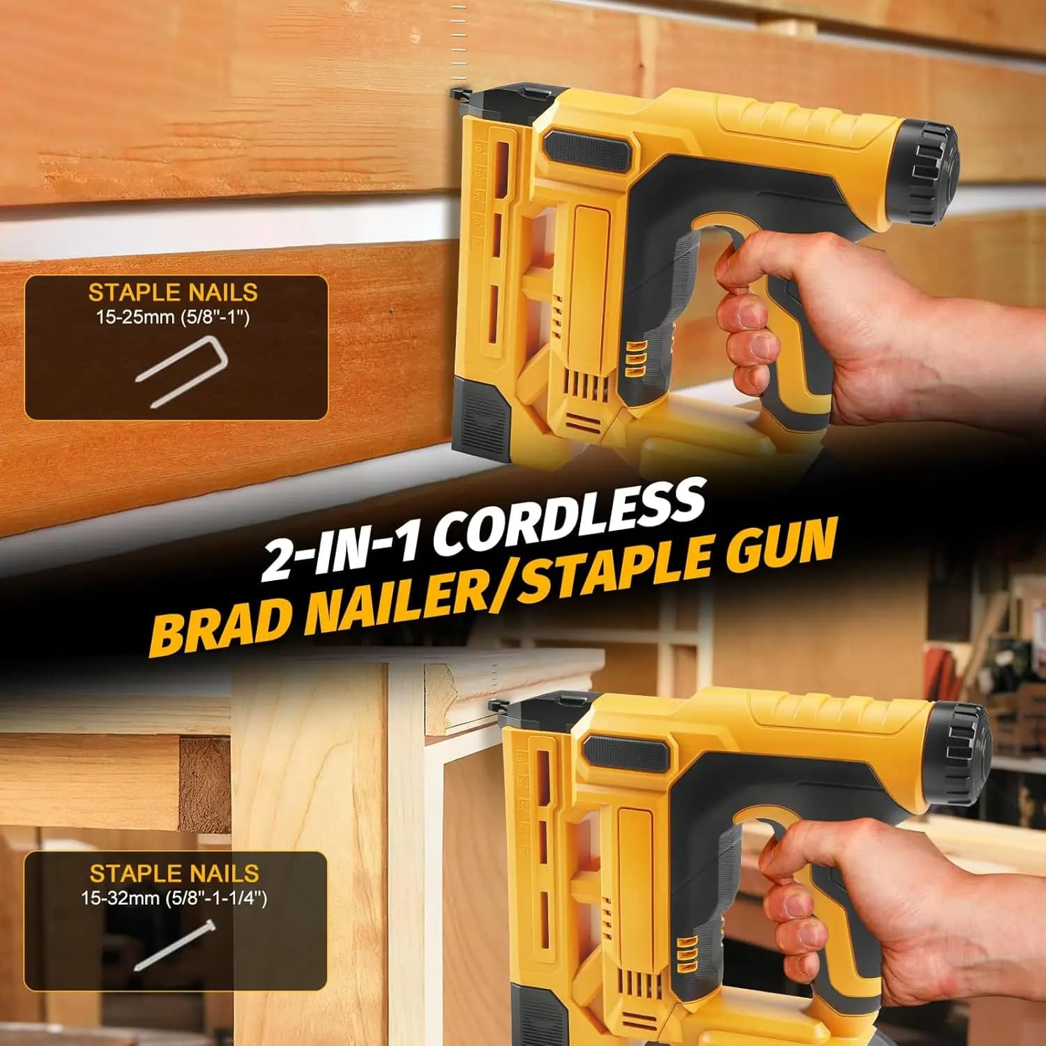 Chiodatrice per 2000 Chiodi in Metallo/Plastica, per Carpenteria e Tappezzeria, Chiodatrice Brad Senza Fili Compatibile con Batteria 20V Max