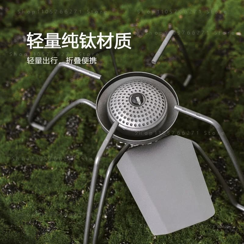 Spider Stove with Micro Regulator,Pure Titanium Portable Camping Gas,Ultralight Folding Burner for Outdoor Cooking,Hiking,Picnic