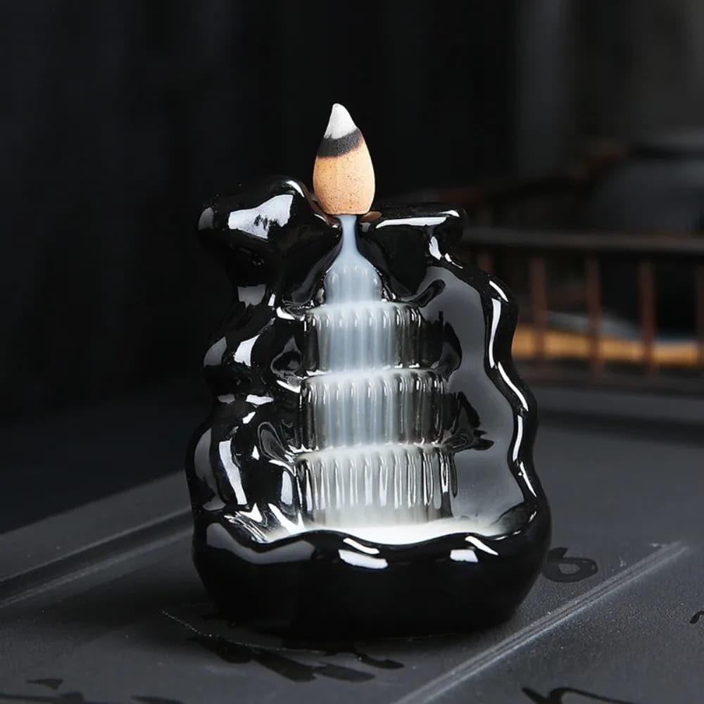 Mini Bruciatore di Incenso a Riflusso Zen, Decorazione in Stile Cinese, Bruciatore a Torre di Loto, Porta Incenso a Cascata Alpina per Ufficio