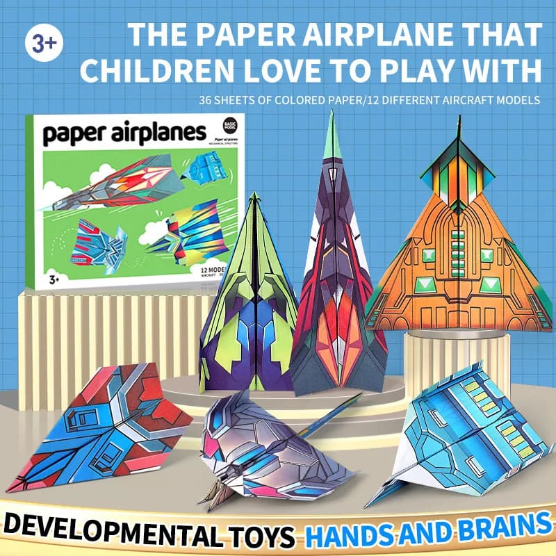 Paper airplane children's handmade kindergarten beginner DIY baby focus training 3D three-dimensional origami