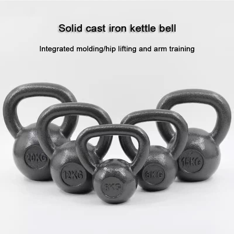 Cast Iron Kettlebell - Coated Options Singles and Sets Multiple Weight Choices Gym Fitness Training Black Finish Durable Coatin
