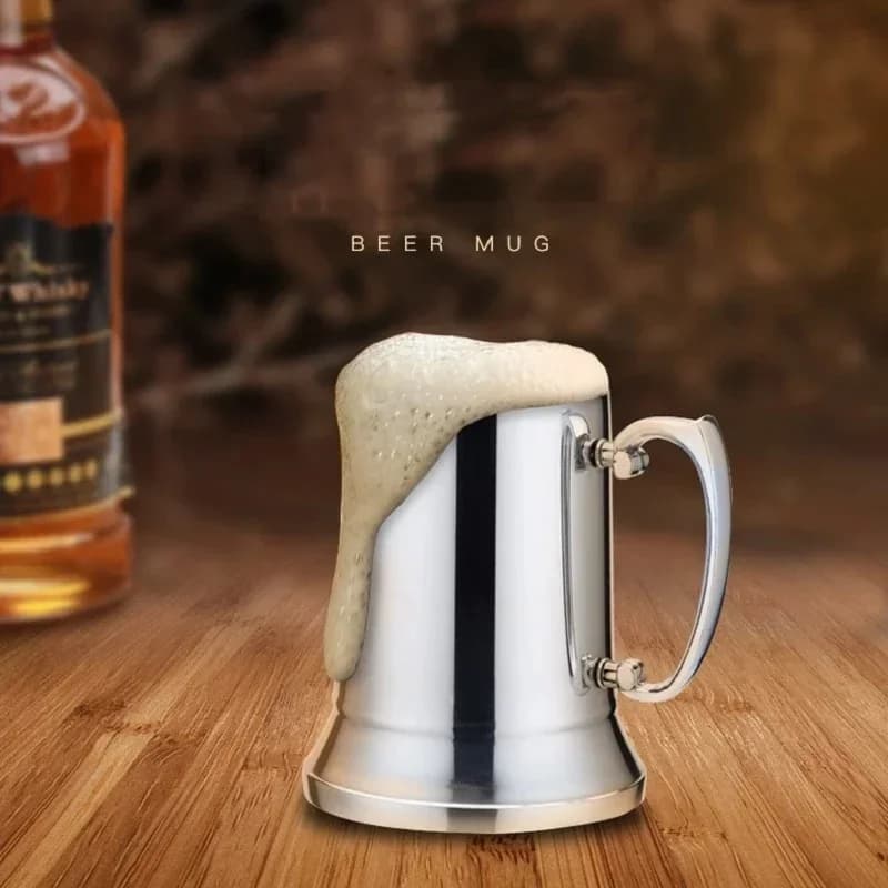 1Pc 560ml Tankard Stein Doppia Parete in Acciaio Inox Boccale di Birra Cocktail Colazione Latte Tazze con Impugnatura Tazza di Caffè Bar Strumenti