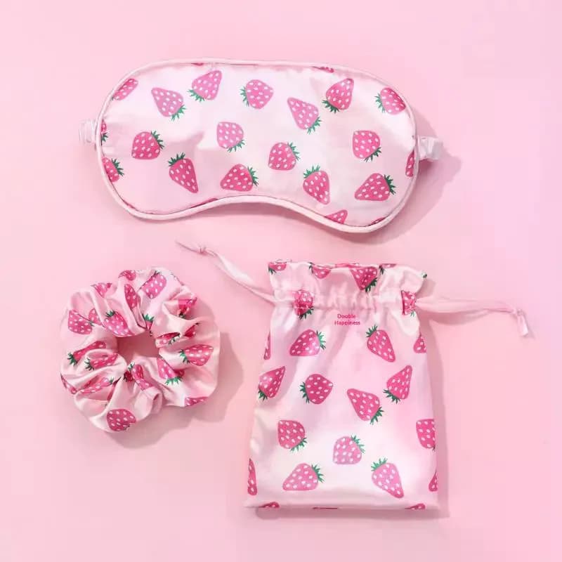 Artificial Silk Fabric Sleeping Mask Travel Elastic Belt Benda for Eye Corda for Hair with Easy Relief Case