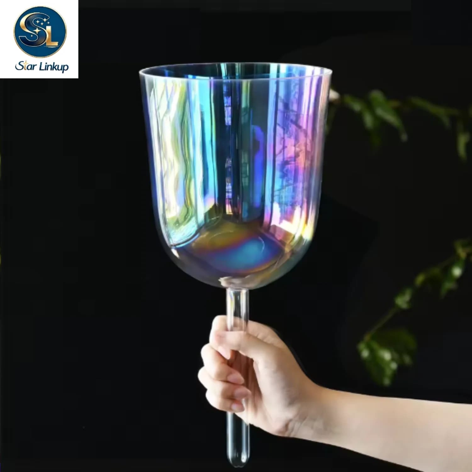STAR LINKUP 7" Cosmic Light Clear Quartz Handheld Crystal Singing Bowl for Sound Healing Chakra Meditation