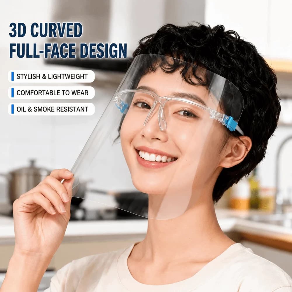 Anti-Fog Anti-smoke Anti-Oil Mask Splash Proof Transparent Safety Face Shield Full Face Cover Reusable Full Face Mask Cooking