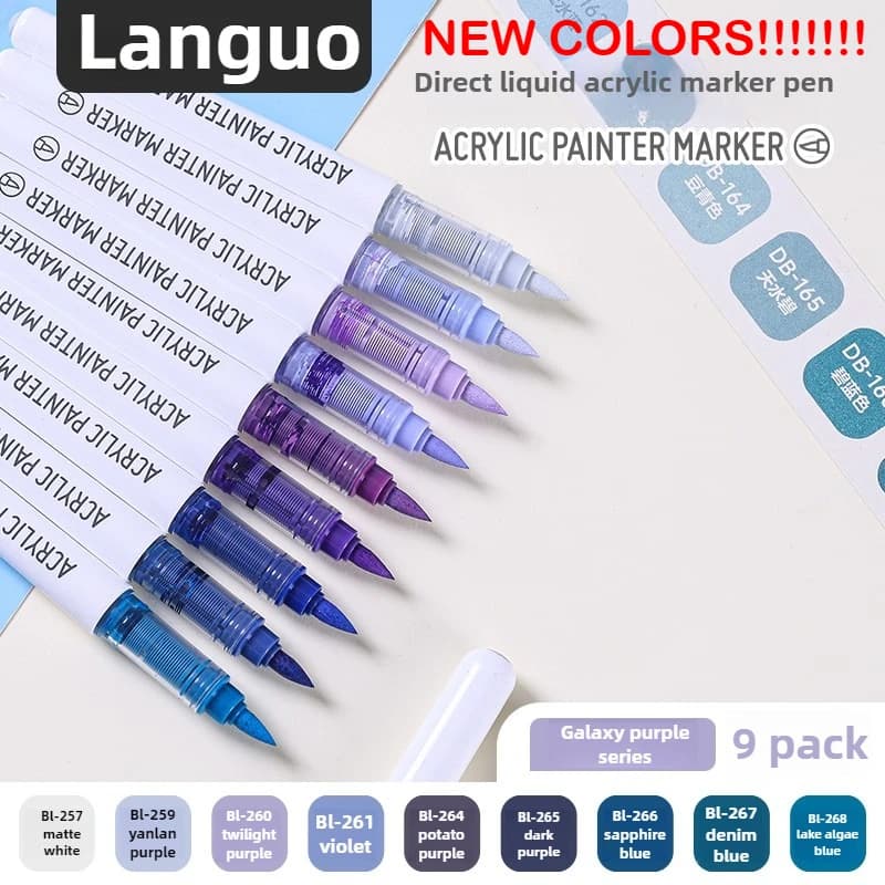 LANGUO 240/9 Colori Diretti Pennarello Acrilico Liquido Pennello Morbido Penna di Vernice Per Manga Graffiti Artigianato Materiale Scolastico di Arte di Cancelleria