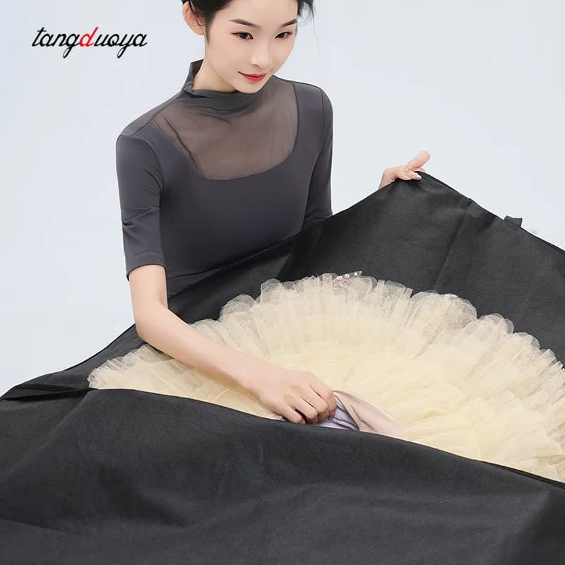 Black Bag with Ballet Hinge, Waterproof Nonwoven Fabric Backpack for skirts in Tulle and Dance Accessories
