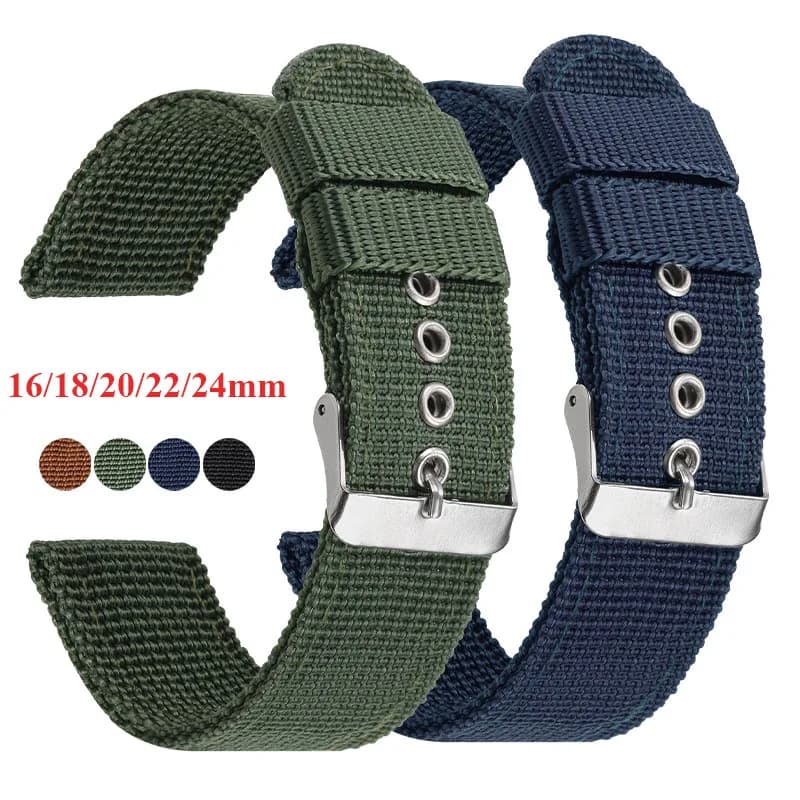 Nylon Watch Strap Brown Green Black Band Military Casual Watchband Army Sport Bracelet Replacement Belt 16mm 18mm 20mm 22mm 24mm