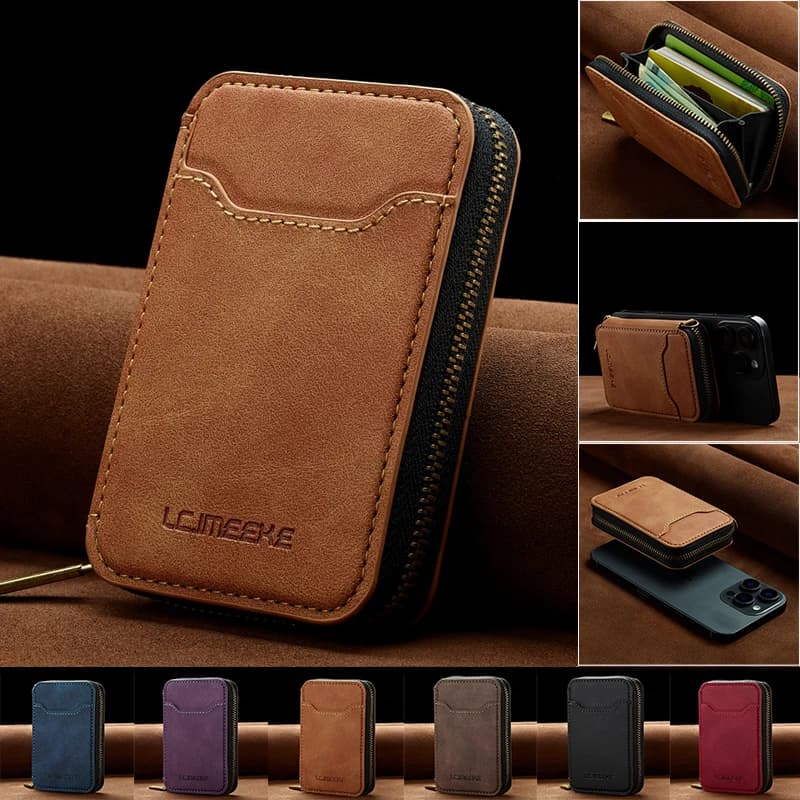 EUCAGR Portafoglio porta telefono con cerniera magnetica schermata RFID in pelle sintetica premium per telefono e carte, design compatto, regalo ideale