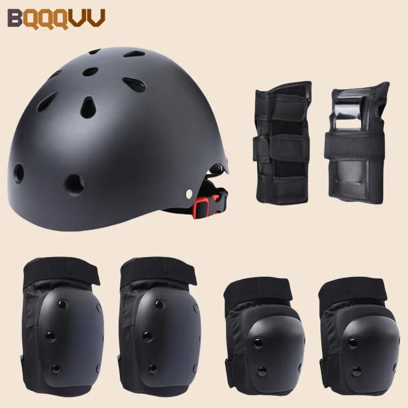 7PCS/Set Teens Adult Knee Pads Elbow Pads Wrist Guards Helmet Protective Gear Set for Roller Skating, Skateboarding, Cycling