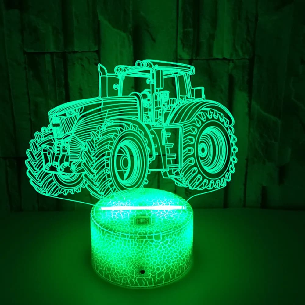 Nighdn Lampada da illusione 3D Luce notturna per trattore per la decorazione della camera da letto Lampada da tavolo a LED Regali per trattore per ragazzi Luce notturna per bambini
