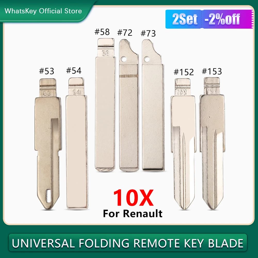 10 Pz/lotto NE73 VA2 HU83 VAC102 Uncut Flip Blade KD Lama Chiave A Distanza # 53 54 58 72 73 152 153 Per Renault Megan Dacia Clio Duster