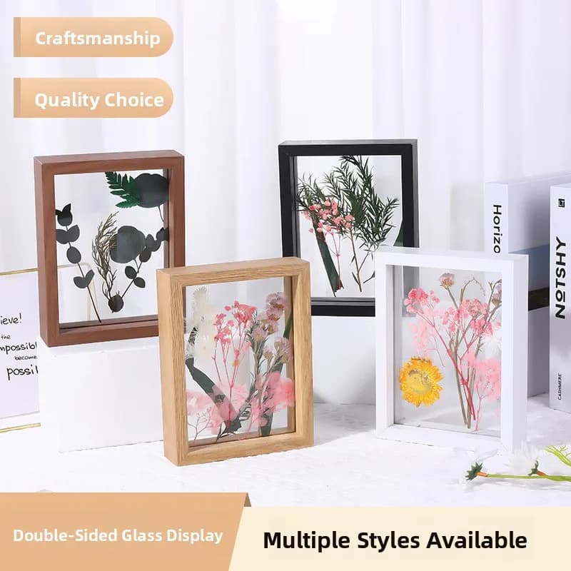 Modern Minimalist Double-Sided Glass Tabletop 3D Photo Frame DIY Art Picture Frame Creative Decorations Square Home Accessories
