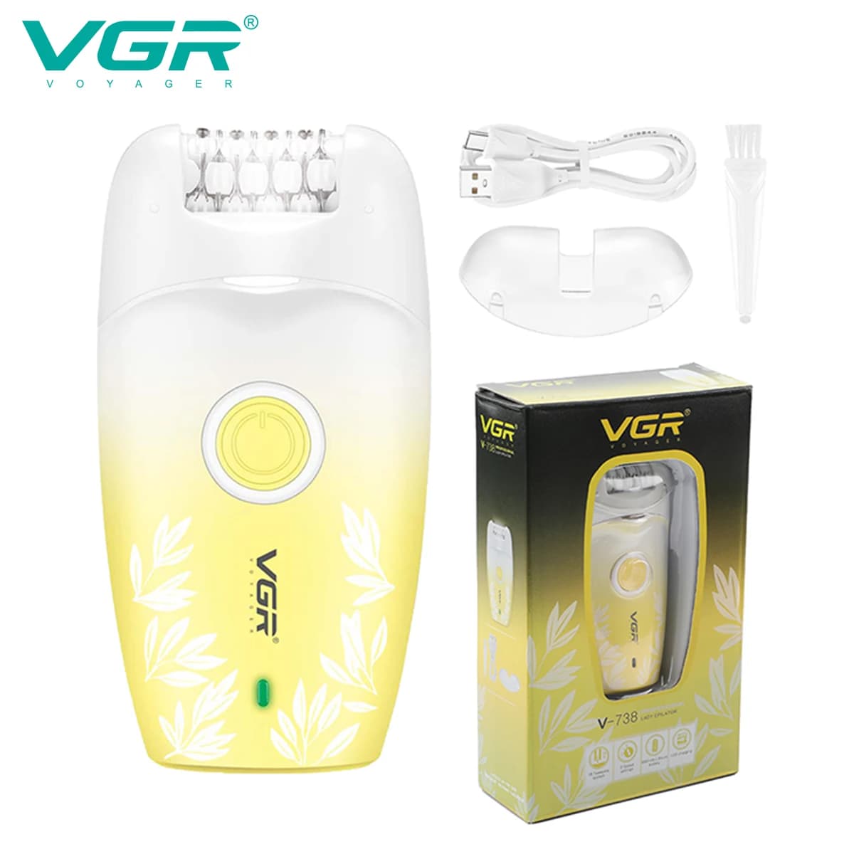 VGR 738 Dispositivo per la depilazione del rasoio elettrico Dispositivo per la depilazione sfumato del rasoio professionale ricaricabile da donna