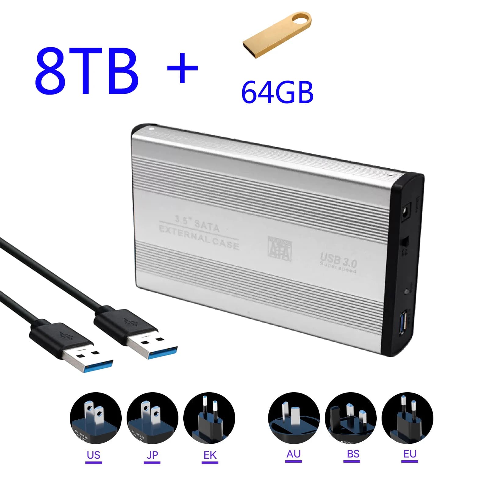 NEW 8TB External Hard Drtive 3.5" High Speed Portable Solid State Drive 8TB USB3.0 For Data Storage Use/PC/Phones