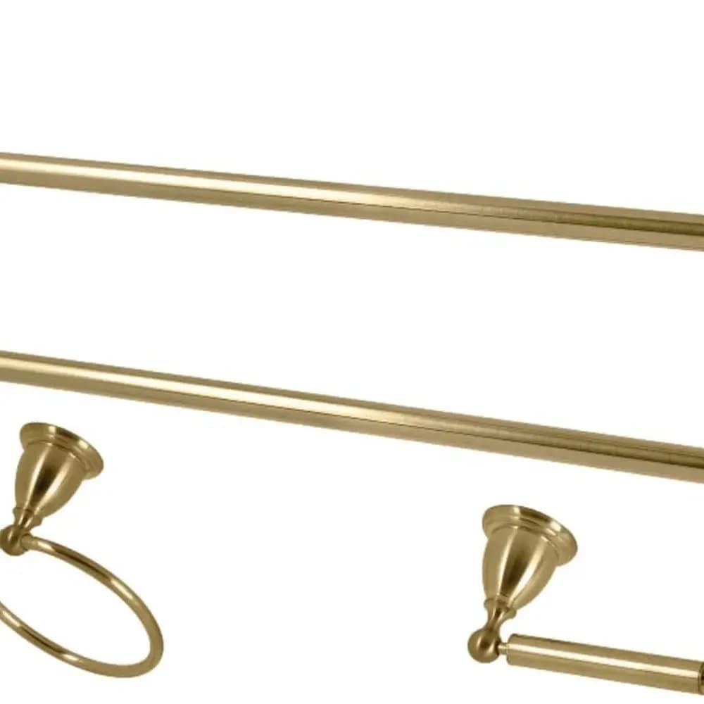 Set portasciugamani doppio Heritage 24 in ottone spazzolato - Accessorio da bagno in 3 pezzi