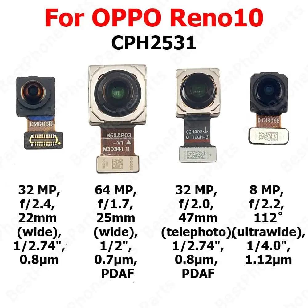 Rear Front Camera For OPPO Reno10 Reno 10 5G Backside Facing Frontal Selfie Back Camera Module Mobile Phone Replacement Parts