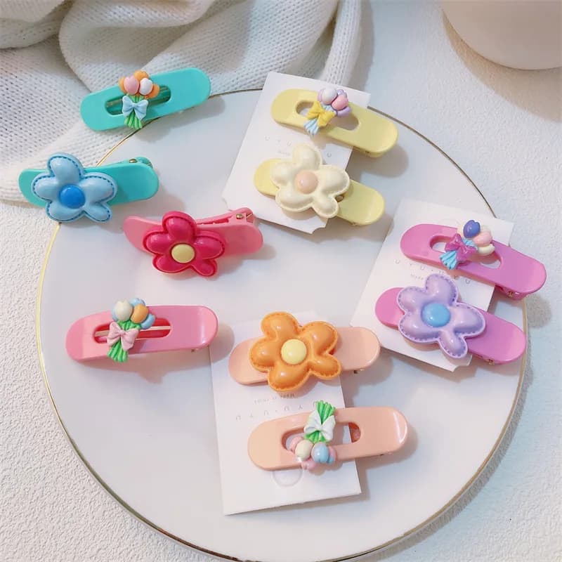 2 Pcs Women's Hair Clip Pack Flowers Cute Kawaii Sweet Hair Pins Fashion Trend Accessorie Children Versatile Dopamine Hair Funny