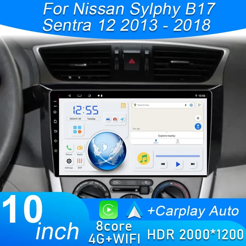 Android 15 Per Nissan Sylphy B17 Sentra 12 2013 2014 2015 2016 2017 2018 Auto Radio Stereo navigazione GPS Lettore multimediale 4G