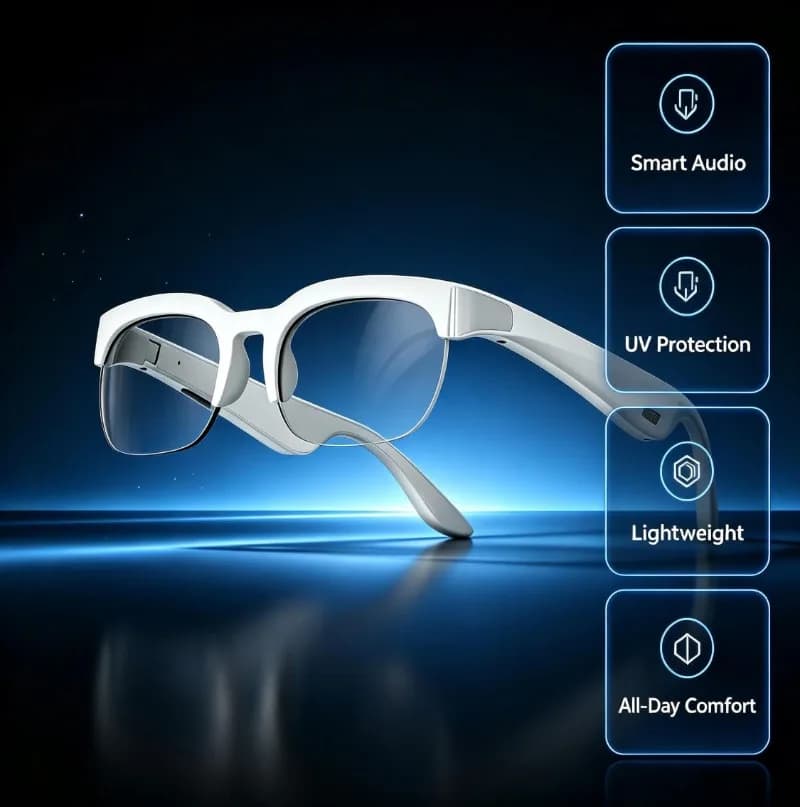 2026 XG89 Real-Time AI Translator Sunglasses Open Ear Bluetooth Headset Anti-UV HD Clear Fashion Protective Lenses