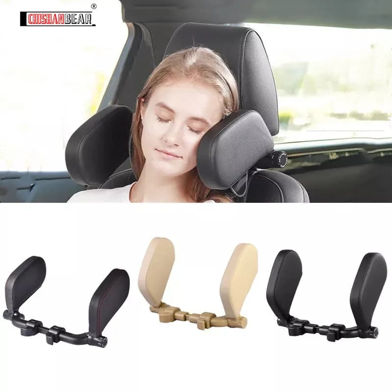 Auto Poggiatesta Regolabile di Sicurezza Car Seat Cuscino per la Testa e Il Supporto del Collo Cuscino di Sonno di Corsa per I Bambini Adulti Beige nero