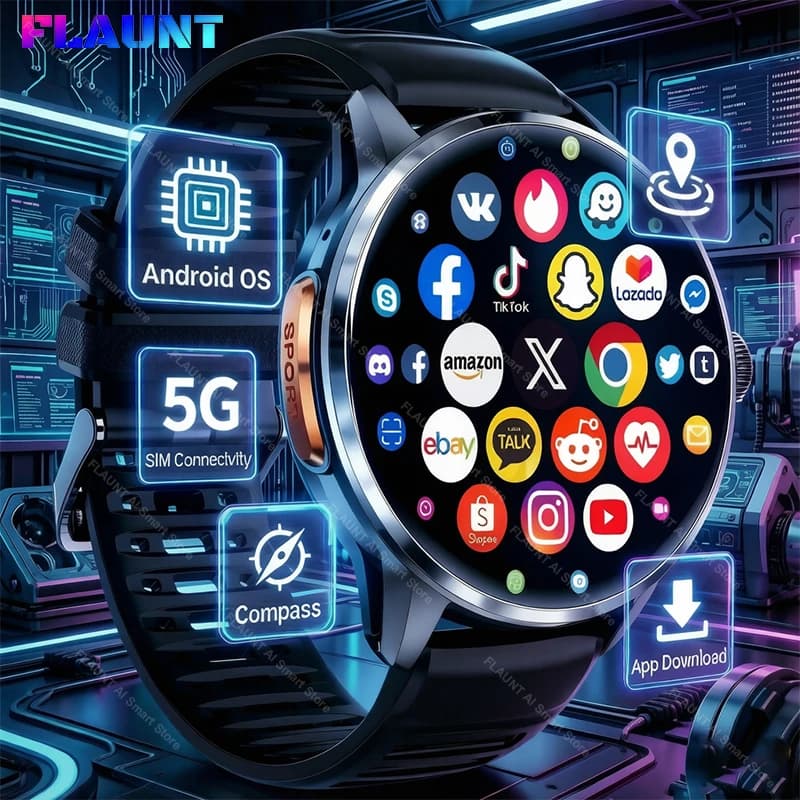 2026New 4G Smartwatch GPS WiFi HD AMOLED Camera SIM Card Slot Infrare NFC 32GB ROM 950mAh Clock Video Call Smart Watch Men Women