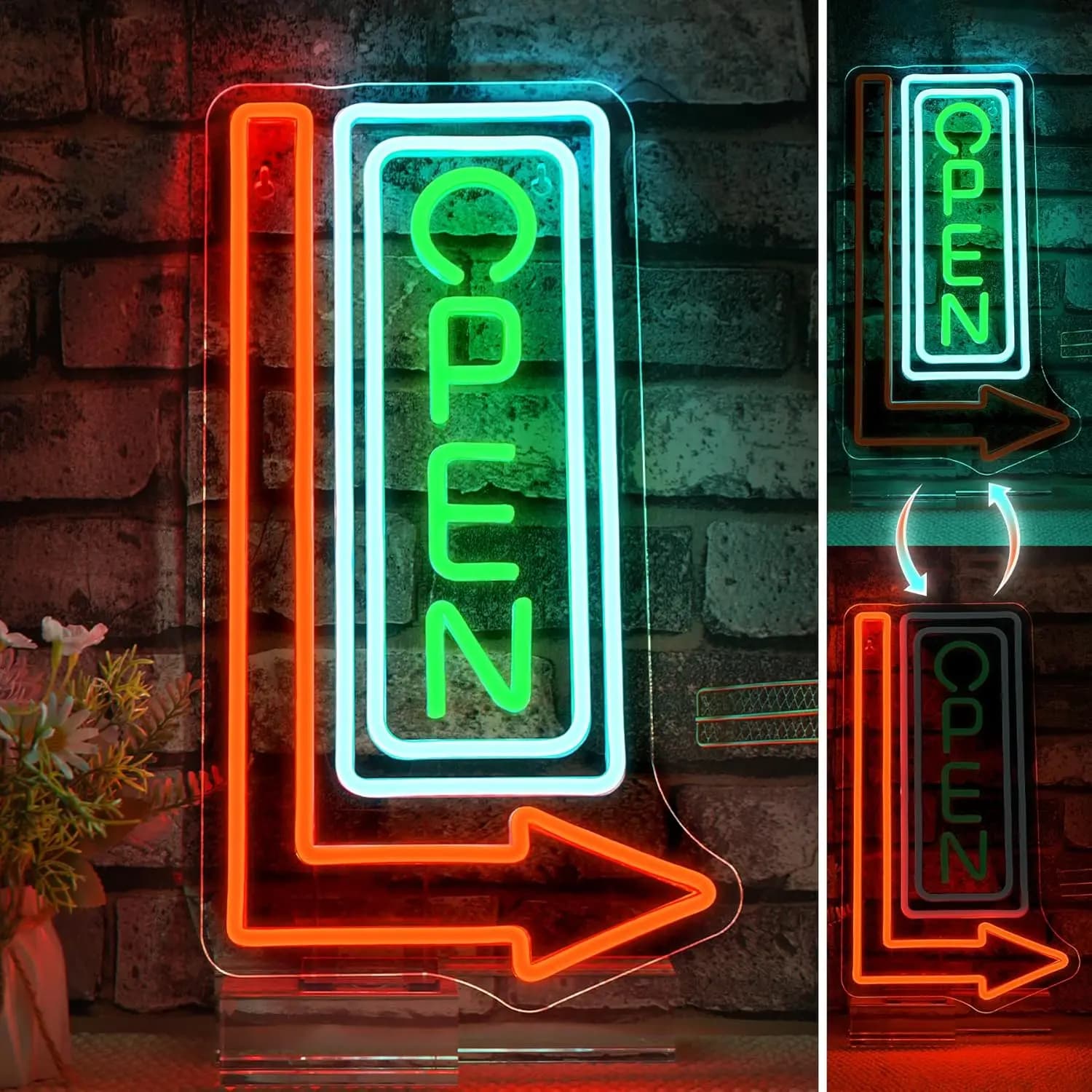 Insegna Luminosa a LED Neon 'Open' per Area Relax, Salone di Bellezza, Spa, Bistrot, Caffetteria, Bar, Discoteca, Decorazione Murale, Regalo