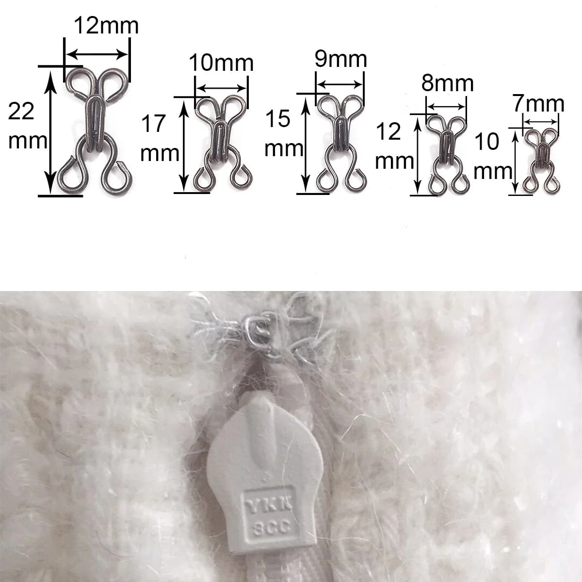 Set di 24 Ganci e Occhielli in Metallo da 7-12mm per Reggiseno/Vestito/Corsetto/Colletto/Borsa/Camicia, Accessori per Cucito