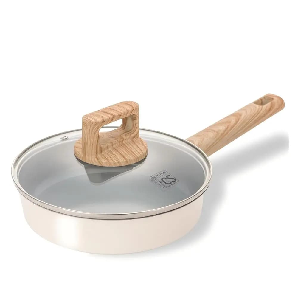 Padella Antiaderente da 8 Pollici, Padella in Ceramica Antiaderente con Manico Resistente al Calore, Padella Non Tossica, Compatibile con Induzione