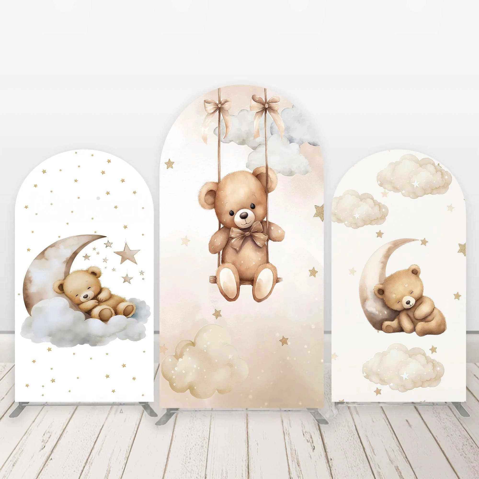 Mehofond Teddy Bear Arch Fondale Copertura Nuvole Luna Bambini Compleanno Baby Shower Festa Sfondo Decorazioni ad arco Puntelli