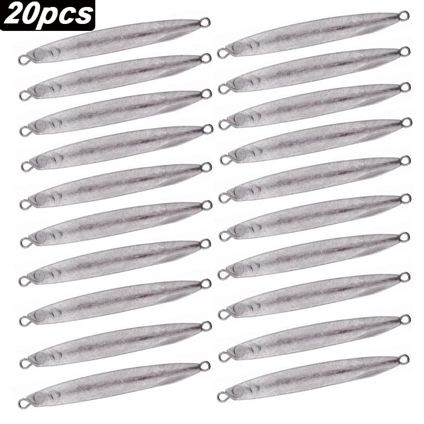 20 pz Metallo Vuoto Jig Shore Casting Jigging Non Verniciato Richiamo 7g-40g Cucchiaio Esche Acqua Salata Maschere di Pesca Esche Artificiali Affrontare