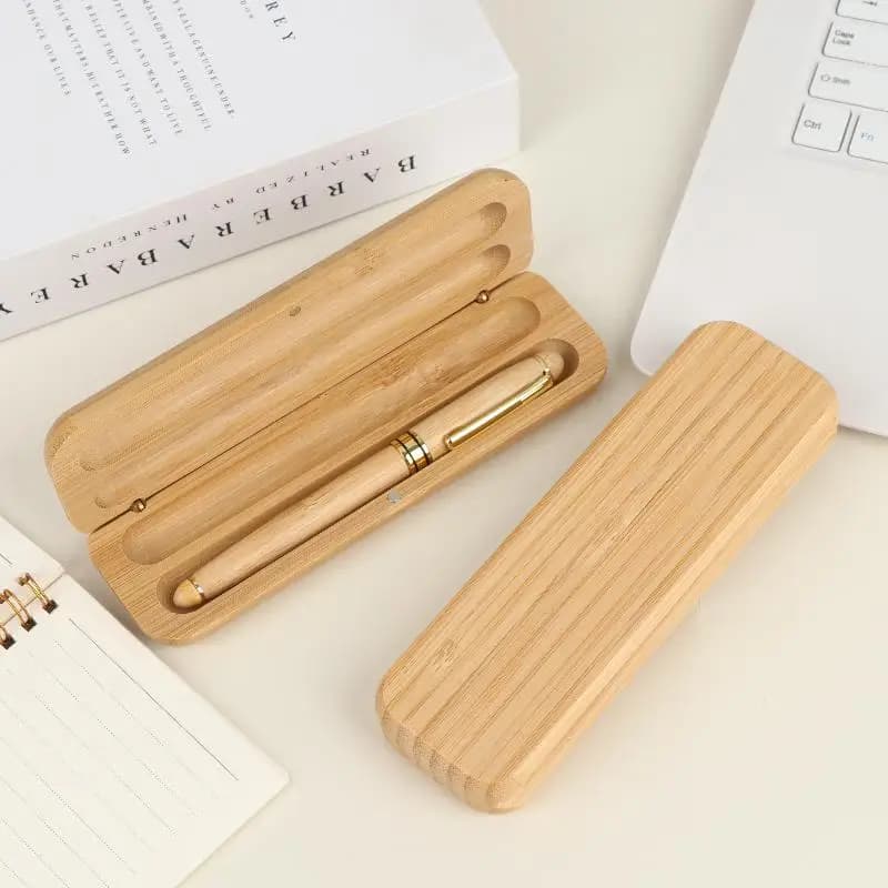 Nature Bamboo Gel Pen Smooth Writing Set Including Bamboo Storage Box Perfect Teacher Appreciation Gift