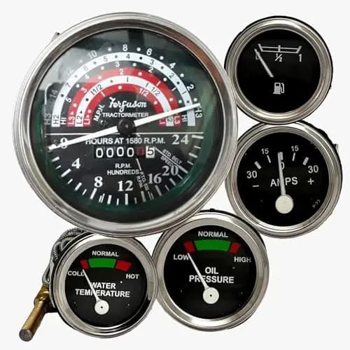 Kit Strumenti per Trattore Massey Ferguson con Tachimetro – Compatibile con i Modelli 35, 133, 135, 140 – Misuratore di Olio, Carburante, Temperatura e Amperometro